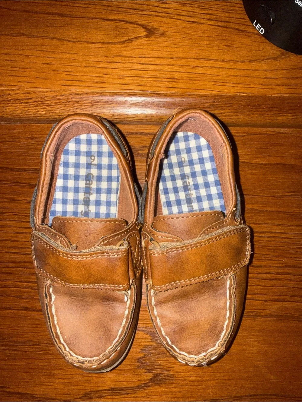 Carter's Tan Leather Velcro Moccasin Shoes
